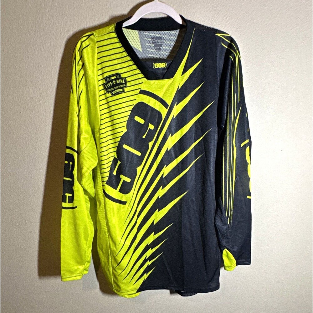 509 Men’s Motocross Jersey Size L Yellow/Black Long Sleeve Mesh V-Neck